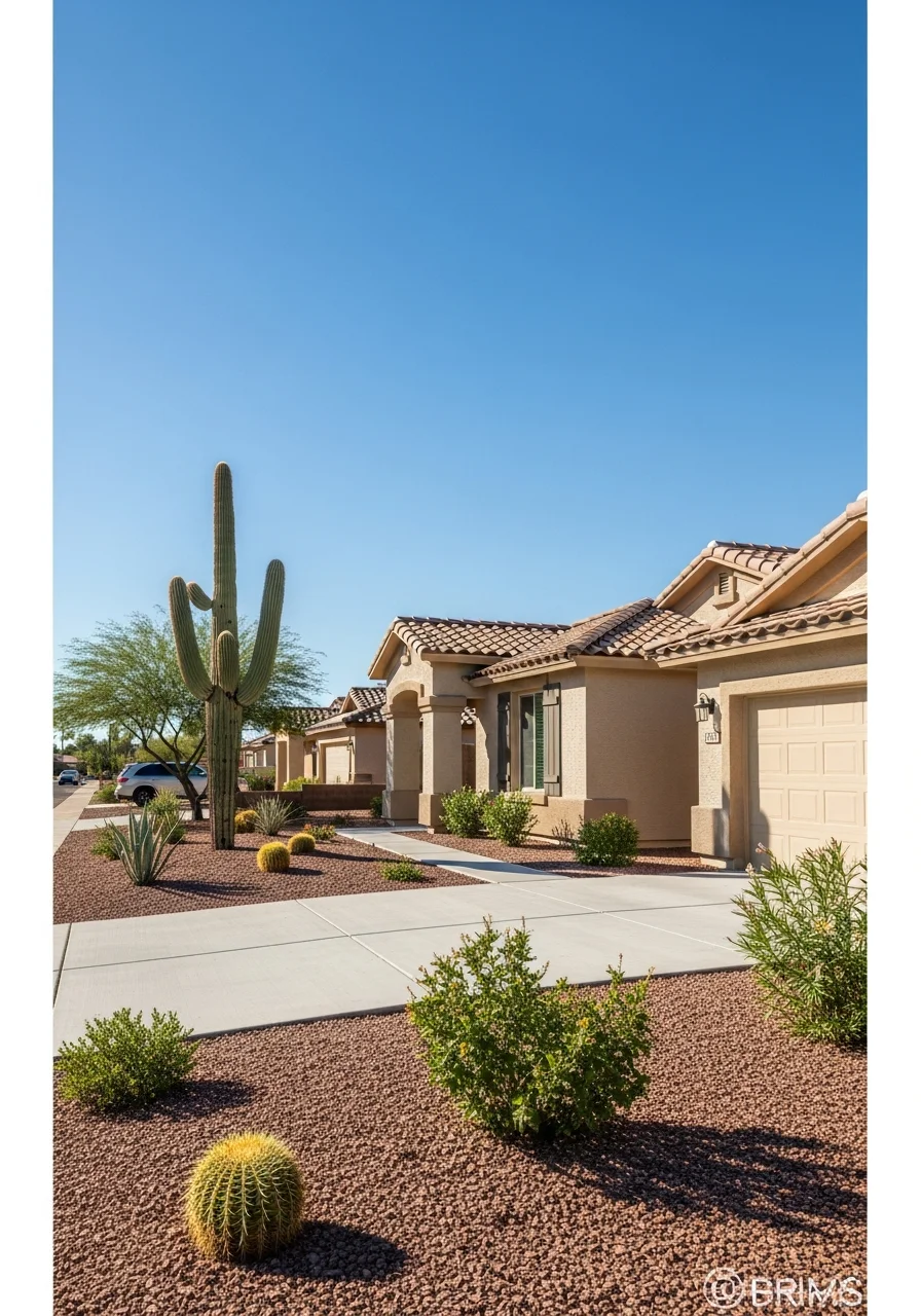 Mesa home exterior with desert landscaping, driveway, and neighborhood setting.