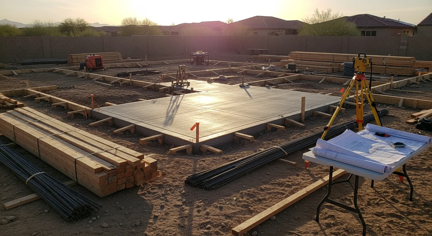 A newly completed custom home in Chandler, AZ with a stucco exterior, covered front entry, and desert landscaping. The single-story build reflects a desert-modern design suited to the Sonoran Desert climate.